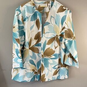 Alfred Dunner Women's Floral Blazer - Blue and Brown